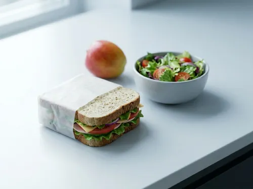 Food-to-go items next to a vending van